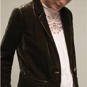 Anthropologie Cartonnier Olive Velvet Blazer